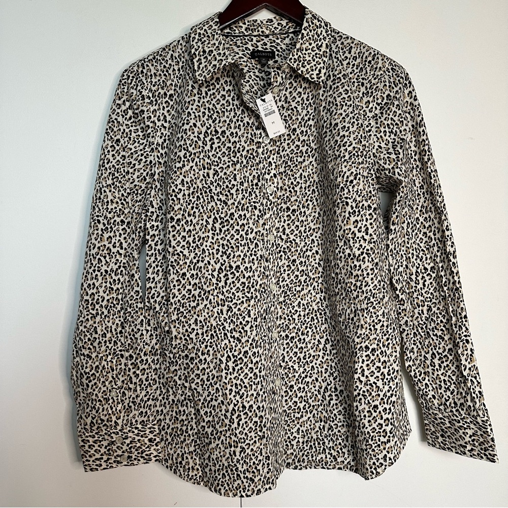 NWT Talbots Animal Print Button Down Blouse